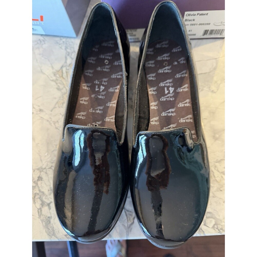 Dansko Olivia Patent Black Leather Loafers Flats Women EU 41 US 10.5-11 NIB